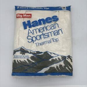 Hanes Thermal Top Shirt Mens Size 3X 54-56 American Sportsman Long John 1991 Vtg